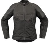 Icon Overlord3 perforado Mujer Motocicleta Cuero / Textil Chaqueta - Negro Gris (S)