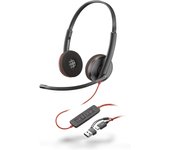 Auriculares estéreo Poly Blackwire 3220 USB-C + Adaptador USB-C/A