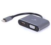 gembird adaptador usb type-c a hdmi  vga gris
