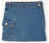 VERTBAUDET Falda-short denim con bolsillo cargo para niña azul medio