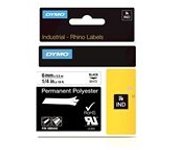 Dymo 1805442 IND Rhino cinta poliéster negro sobre blanco 6mm