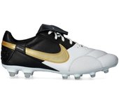 - Bota de fútbol The Nike Premier III FG, Unisex, White-Metallic Gold-Black, 9,5 USA