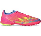 Adidas - Bota de fútbol F50 League Turf Niño, Unisex, Lucid Pink-Lucud Lemon-Blue Fusion, 5 UK