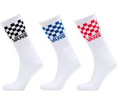 Vans - Calcetines Classic Check Crew (3 Pares), Unisex, White, L