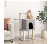 vidaXL Rascador Para Gatos Con Postes De Sisal Gris Claro 97 Cm