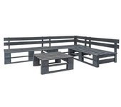vidaXL Set De Muebles De Palets Para Jardín 4 Piezas Madera Gris