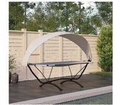 vidaXL Tumbona De Jardín Con Dosel De Acero Y Tela Oxford Crema