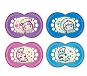 Mam NIGHT CHUPETE SILICONA +6 M 2 Ud 1 Blanco / 1 Gris