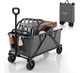Costway Carro de Servicio Pesado Plegable de Camping con Manillar Ajustable Portabotellas Bolsillo Carro Utilitario para Patio Acampar Jardín