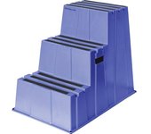 Twinco Escalerilla de plástico con peldaños antideslizantes, carga máx. 150 kg, 3 peldaños, azul, a partir de 2 unid.