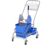 Homcom Carro de Limpieza Profesional con Cubo de Fregado Extraíble de 25 Litros y Escurridor de Prensa 72x49,5x95 cm Azul   Aosom España
