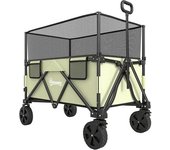 Outsunny Carro Plegable 180 L con Longitud y Ángulo del Mango Ajustables Paredes Laterales Extensibles Carga 120 kg Caqui   Aosom España