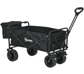 Outsunny Carro Plegable con Bolsa Térmica Desmontable Mango Ajustable Bolsa de Transporte para Camping Carga 100 kg Negro   Aosom España