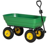Outsunny Carro de Jardín Basculante Capacidad 125 L Carga 200 kg con Marco de Acero y 4 Ruedas Neumáticas Verde