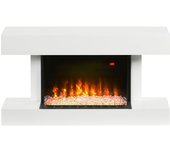 Homcom Chimenea Eléctrica 1000W/2000W con Temperatura Ajustable Silencioso Temporizador 15-25 m² 98x27x54,5 cm Blanco   Aosom España