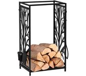 Homcom Estante de leña para chimenea Servidor de leña para chimenea Árbol multiaccesorio dim. 46L x 29W x 70H cm acero negro   Aosom España