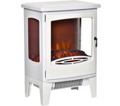 Homcom Chimenea Eléctrica 900W/1800W con Efecto de Llama Temperatura Ajustable y Protección Sobrecalentamiento Blanco