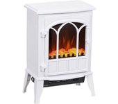 Homcom Chimenea Eléctrica 1000W/2000W Efecto de Llama Temperatura Ajustable y Protección Sobrecalentamiento para 15-30 ㎡ Blanco