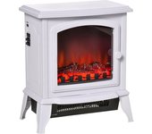 Homcom Chimenea Eléctrica Portátil 1000/2000W con Llama Simulada Termostato y Protección Sobrecalentamiento 36,5x24x41,5 cm Blanco   Aosom España
