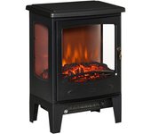 Homcom Chimenea Eléctrica 900W/1800W con Efecto de Llama Temperatura Ajustable y Protección Sobrecalentamiento Negro