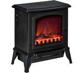 Homcom Chimenea Eléctrica Portátil 1000/2000W con Llama Simulada Termostato Ajustable para Salas de hasta 25 m² 36,5x24x41,5 cm Negro   Aosom España