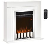 Homcom Chimenea Eléctrica Potencia 1000/2000W con Llama Termostato Temporizador y Protección Sobrecalentamiento 79x26x77,5 cm Blanco   Aosom España
