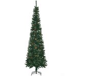 Homcom Árbol de Navidad 225 cm de 706 Ramas Árbol de Navidad Estrecho Forma de Lápiz con 56 Piñas Base Plegable Verde
