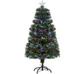 Homcom Árbol de Navidad 120cm Artificial con 130 Luces LED múltiples Colores y Estrella Brillante Árbol con Soporte Fibra Óptica   Aosom España