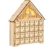 Homcom Calendario de Adviento de Madera con Luces Calendario de Navidad con 24 Cajas de Cuenta Regresiva 26,6x6x30 cm Natural   Aosom España