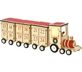 Homcom Calendario de Adviento de Navidad con Luz LED Decoración Navideña Modelo Tren 40x8x11 cm Natural   Aosom España
