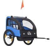 Homcom Remolque de Bicicleta para Niños +18 Meses con Cinturón de Seguridad Sistema de Amortiguador Azul