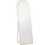 Homcom Espejo de Pie y Pared Moderno en Aleación de Aluminio con Soporte Plegable, 50x161.5 cm, Oro