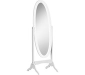 Homcom Espejo de Pie Ovalado Estilo Shabby Chic Inclinación ajustable dim. 48L x 46l x 147H cm MDF Blanco