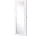 Homcom Espejo Joyero Colgante de Pared 37x9,5x112 cm Armario Organizador de Joyas con Ganchos y Ranuras Blanco para Salón   Aosom España