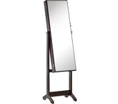 Homcom Armario para Joyas con Espejo de Pie Multi-Almacenamiento Inclinación Ajustable Cerradura dim. 46L x 36,5l x 151,5H cm Marrón