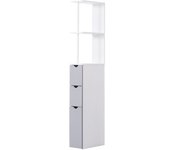 Homcom Armario Alto de Baño Multiusos Estrecho con 2 Estantes 1 Puerta y 2 Cajones de Almacenamiento 15x33x136,5 cm Color Blanco   Aosom España