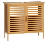 kleankin Mueble para Debajo del Lavabo de Bambú Armario de Baño de Suelo con 2 Puertas 66x29x61,5 cm Natural   Aosom España