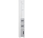 kleankin Columna Baño con 3 Puertas y 3 Estantes Mueble Auxiliar Alto de Estilo Moderno 15x17x120cm Blanco y Gris   Aosom España
