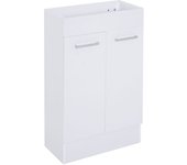 kleankin Mueble de Baño con Lavabo Cerámico con 2 Puertas Mueble Lavabo Estilo Moderno Carga 50 kg 50x86x25 cm Blanco   Aosom España