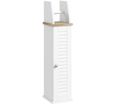 kleankin Armario de Baño Moderno Columna Auxiliar con Estantes Ajustables y Portarrollos de Papel 18x20x80 cm Blanco   Aosom España