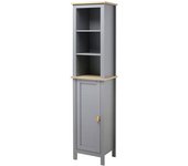 kleankin Armario Alto de Baño Mueble Columna Estrecho Moderno con 1 Puerta Estante Ajustable y 3 Compartimentos 39x30x168 cm Gris   Aosom España