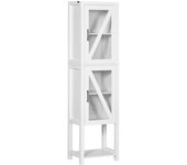 kleankin Columna de Baño con 2 Puertas Estantes Ajustables Estantería para Baño Armario Alto tipo Vitrina 45x30x170 cm Blanco   Aosom España