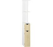 kleankin Columna de Baño con 2 Puertas y 2 Estantes Mueble Auxiliar de Baño Moderno 15,2x29,8x118 cm Blanco y Natural   Aosom España