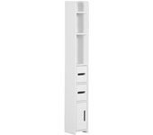 kleankin Columna de Baño con 3 Puertas y 3 Estantes Mueble Auxiliar Alto Moderno para Almacenamiento 15x17x120 cm Blanco   Aosom España