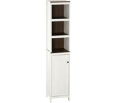 kleankin Columna de Baño Moderna Mueble Auxiliar Baño con 3 Estantes Abiertos y 2 Estantes Ajustables 32x30x161 cm Blanco   Aosom España