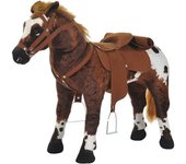 Homcom Caballo de Juguete Niños Mayores de 3 años con Silla y Sonidos Pilas Incluidas (Marron)