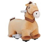 AIYAPLAY Caballo Eléctrico para Niños de 18 a 36 Meses con Batería 6V y Música Carga 25 kg 69x34x53 cm Marrón