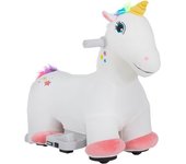 AIYAPLAY Unicornio Eléctrico para Niños de 18 a 36 Meses con Batería 6V y Música Carga 25 kg 69x34x53 cm Blanco