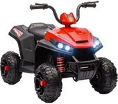 AIYAPLAY Quad Eléctrico para Niños de +3 Años con Batería 12V Faros Música Avance y Retroceso Carga 30 kg Rojo