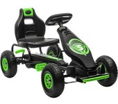 Homcom Coche de Pedales para Niños de 5-12 Años con Asiento Ajustable Neumáticos Inflables Amortiguador Carga 50kg Negro Verde